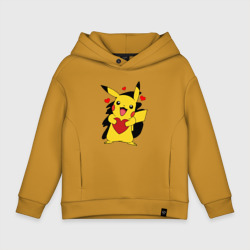 Детское худи Oversize хлопок Пикачу и сердечко Pokenon Pikachu love