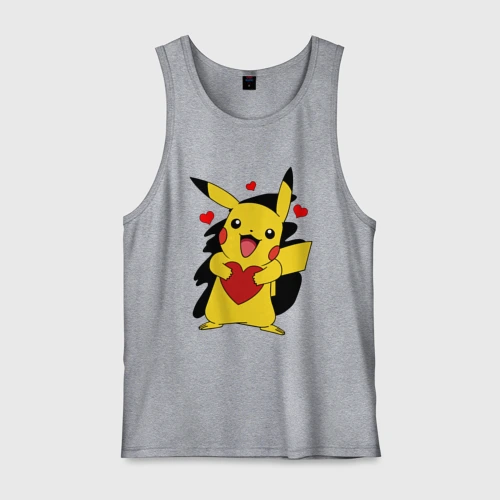 Мужская майка хлопок Пикачу и сердечко Pokenon Pikachu love