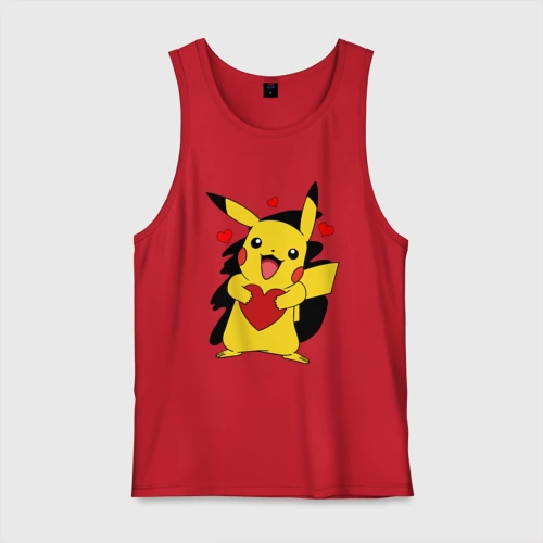 Мужская майка хлопок Пикачу и сердечко Pokenon Pikachu love