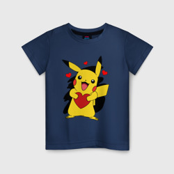Детская футболка хлопок Пикачу и сердечко Pokenon Pikachu love