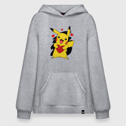 Худи SuperOversize хлопок Пикачу и сердечко Pokenon Pikachu love