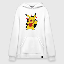 Худи SuperOversize хлопок Пикачу и сердечко Pokenon Pikachu love