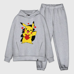 Мужской костюм oversize хлопок Пикачу и сердечко Pokenon Pikachu love