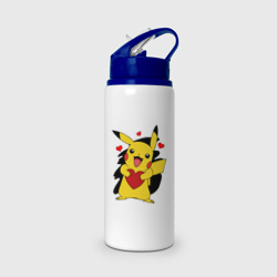 Бутылка для воды с трубочкой Пикачу и сердечко Pokenon Pikachu love