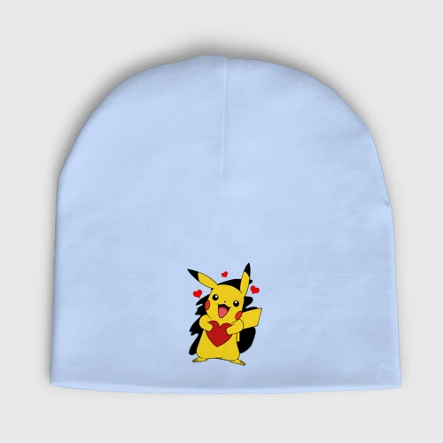 Мужская шапка демисезонная Пикачу и сердечко Pokenon Pikachu love