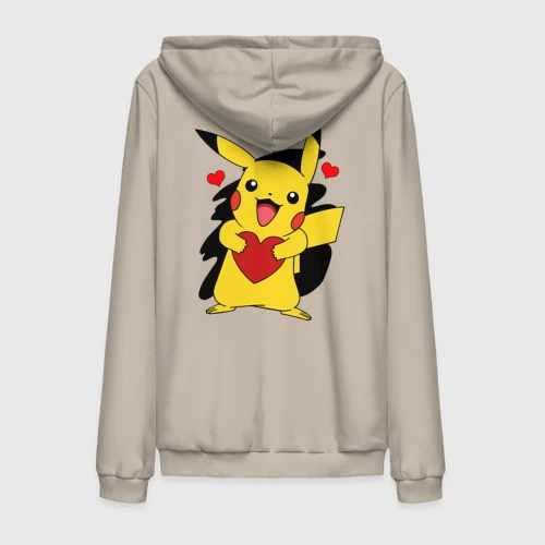 Мужская толстовка на молнии хлопок Пикачу и сердечко Pokenon Pikachu love