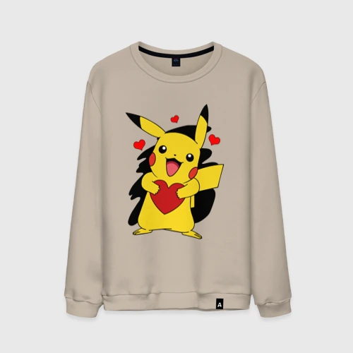 Мужской свитшот хлопок Пикачу и сердечко Pokenon Pikachu love