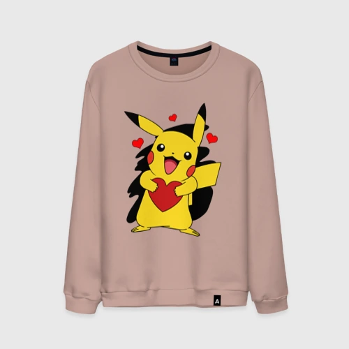 Мужской свитшот хлопок Пикачу и сердечко Pokenon Pikachu love