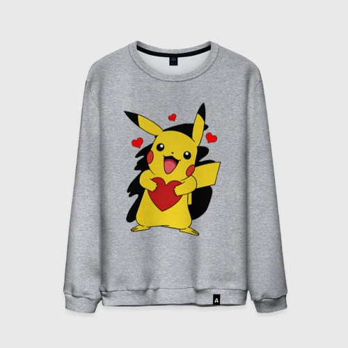 Мужской свитшот хлопок Пикачу и сердечко Pokenon Pikachu love