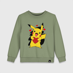 Детский свитшот хлопок Пикачу и сердечко Pokenon Pikachu love