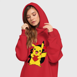 Платье-худи хлопок Пикачу и сердечко Pokenon Pikachu love - фото 2