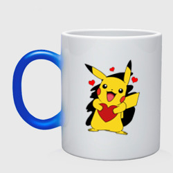 Кружка хамелеон Пикачу и сердечко Pokenon Pikachu love