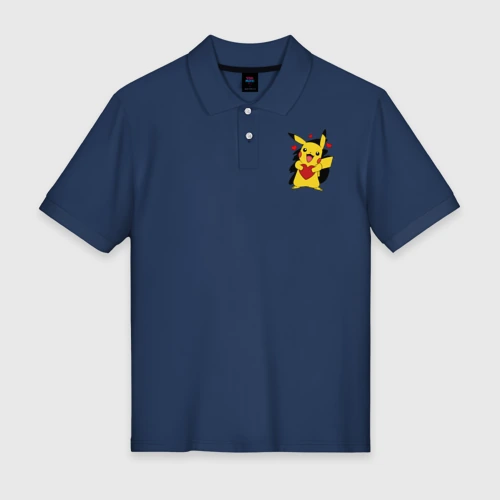 Мужское поло хлопок Пикачу и сердечко Pokenon Pikachu love