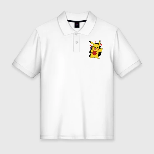 Мужское поло хлопок Пикачу и сердечко Pokenon Pikachu love
