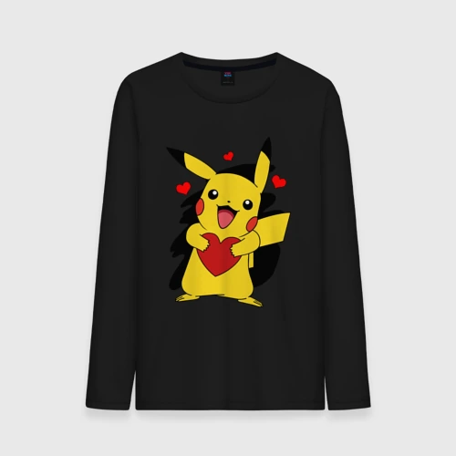 Мужской лонгслив хлопок Пикачу и сердечко Pokenon Pikachu love