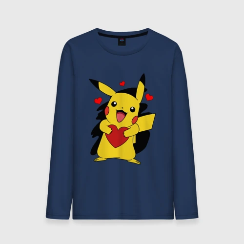 Мужской лонгслив хлопок Пикачу и сердечко Pokenon Pikachu love
