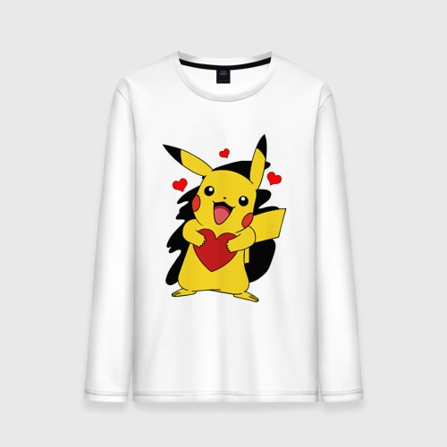 Мужской лонгслив хлопок Пикачу и сердечко Pokenon Pikachu love