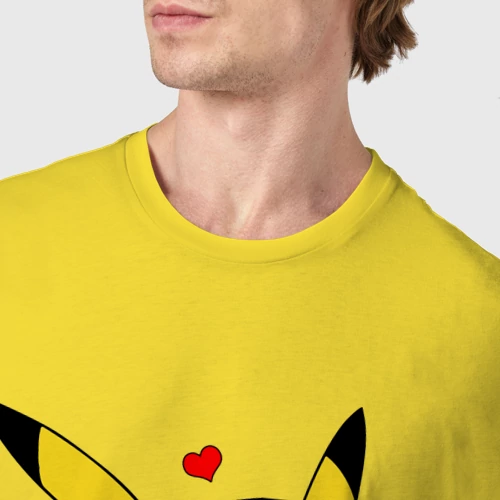 Мужская футболка хлопок Пикачу и сердечко Pokenon Pikachu love - фото 6
