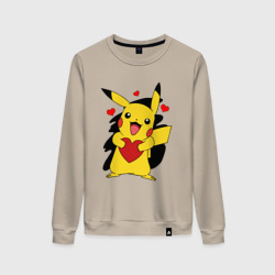 Женский свитшот хлопок Пикачу и сердечко Pokenon Pikachu love