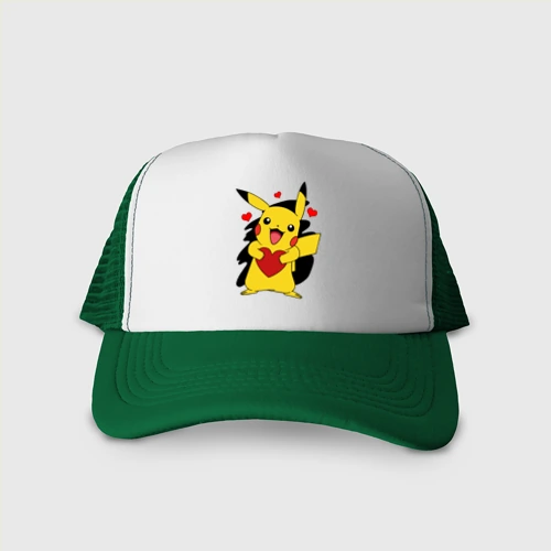 Кепка тракер с сеткой Пикачу и сердечко Pokenon Pikachu love