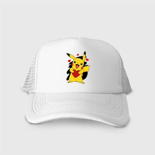 Кепка тракер с сеткой Пикачу и сердечко Pokenon Pikachu love