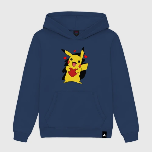 Мужская толстовка хлопок Пикачу и сердечко Pokenon Pikachu love
