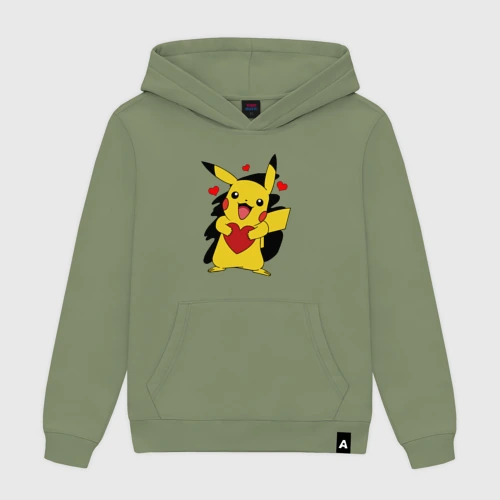 Мужская толстовка хлопок Пикачу и сердечко Pokenon Pikachu love