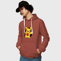 Мужская толстовка хлопок Пикачу и сердечко Pokenon Pikachu love - фото 2