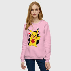 Женский свитшот хлопок Пикачу и сердечко Pokenon Pikachu love - фото 2