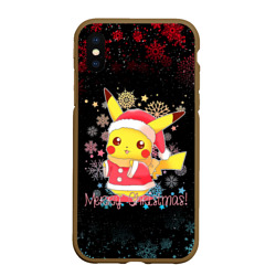 Чехол для iPhone XS Max матовый Merry christmas Пикачу 2022 Покемоны
