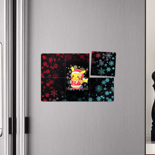 Магнитный плакат 3Х2 Merry christmas Пикачу 2022 Покемоны - фото 4