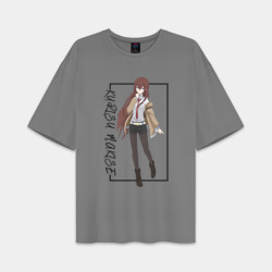 Женская футболка Oversize хлопок premium Курису Макисэ Врата Штейна