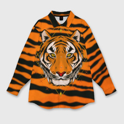 Мужская рубашка oversize 3D Тигр настоящий хищник