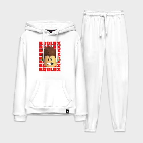 Мужской костюм хлопок с толстовкой Roblox red logo Lego face