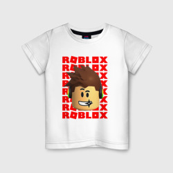 Детская футболка хлопок Roblox red logo Lego face