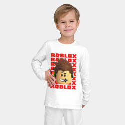 Детская пижама с лонгсливом хлопок Roblox red logo Lego face - фото 2
