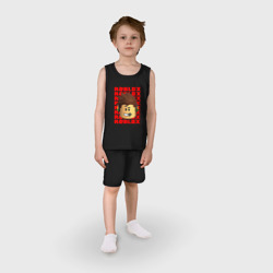 Детская пижама с шортами хлопок Roblox red logo Lego face - фото 2