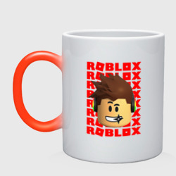 Кружка хамелеон Roblox red logo Lego face