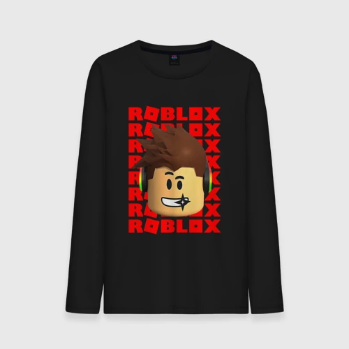 Мужской лонгслив хлопок Roblox red logo Lego face