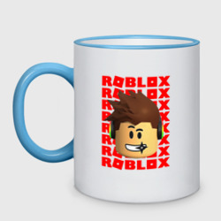 Кружка двухцветная Roblox red logo Lego face