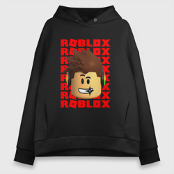 Женское худи Oversize хлопок Roblox red logo Lego face