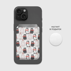 Картхолдер Magsafe магнитный Новогодние котики ёлочки паттерн - фото 2