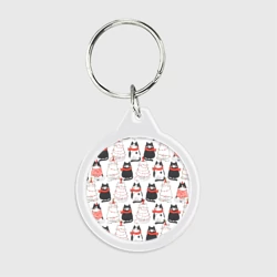 Брелок круглый Новогодние котики ёлочки паттерн