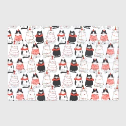 Магнитный плакат 3Х2 Новогодние котики ёлочки паттерн