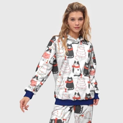 Женский костюм с толстовкой 3D Новогодние котики ёлочки паттерн - фото 2