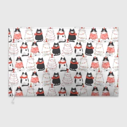 Флаг 3D Новогодние котики ёлочки паттерн