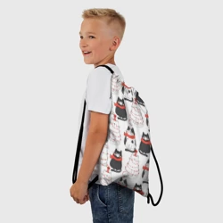 Рюкзак-мешок 3D Новогодние котики ёлочки паттерн - фото 2