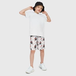 Детские спортивные шорты 3D Новогодние котики ёлочки паттерн - фото 2