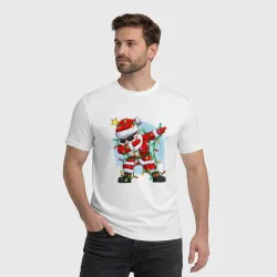 Мужская футболка хлопок Dab Santa Claus в герлянде - фото 2