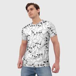 Мужская футболка 3D Kizaru haunted ghost паттерн чёрно белый - фото 2
